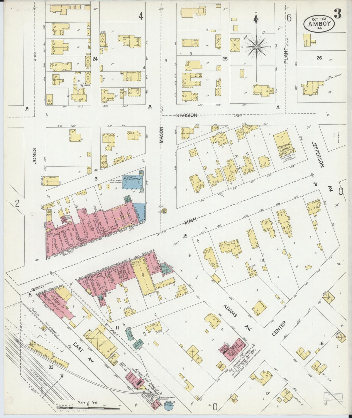 Sanborn Fire Insurance Map from Amboy, Lee County, Illinois (1902), Sheet #0003 - Complete Map Set gallery image, historic Sanborn map, vintage wall art, Illinois Illinois
