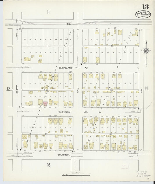 Sanborn Fire Insurance Map from Saint Marys, Auglaize County, Ohio (1914), Sheet #0013 - Historic Sanborn Fire Insurance Map Print, vintage old map wall art, antique decor, genealogy gift, Ohio Ohio map