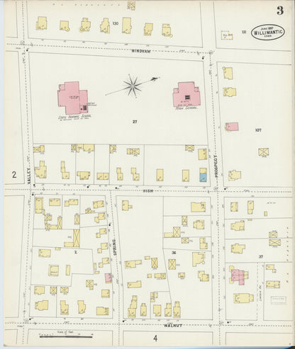 Sanborn Fire Insurance Map from Willimantic, Windham County, Connecticut (1897), Sheet #0003 - Complete Map Set gallery image, historic Sanborn map, vintage wall art, Connecticut Connecticut