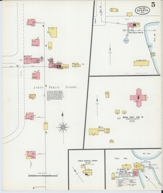Sanborn Fire Insurance Map from Sparta, Monroe County, Wisconsin (1900), Sheet #0005 - Historic Sanborn Fire Insurance Map Print, vintage old map wall art, antique decor, genealogy gift, Wisconsin Wisconsin map