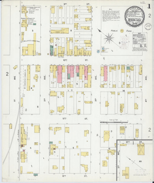 Sanborn Fire Insurance Map from Heron Lake, Jackson County, Minnesota (1900), Sheet #0001 - Historic Sanborn Fire Insurance Map Print, vintage old map wall art, antique decor, genealogy gift, Minnesota Minnesota map