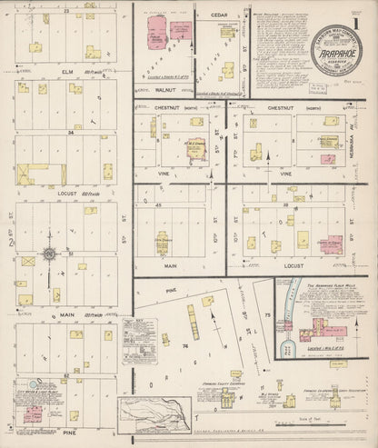 Sanborn Fire Insurance Map from Arapahoe, Furnas County, Nebraska (1922), Sheet #0001 - Complete Map Set gallery image, historic Sanborn map, vintage wall art, Nebraska Nebraska