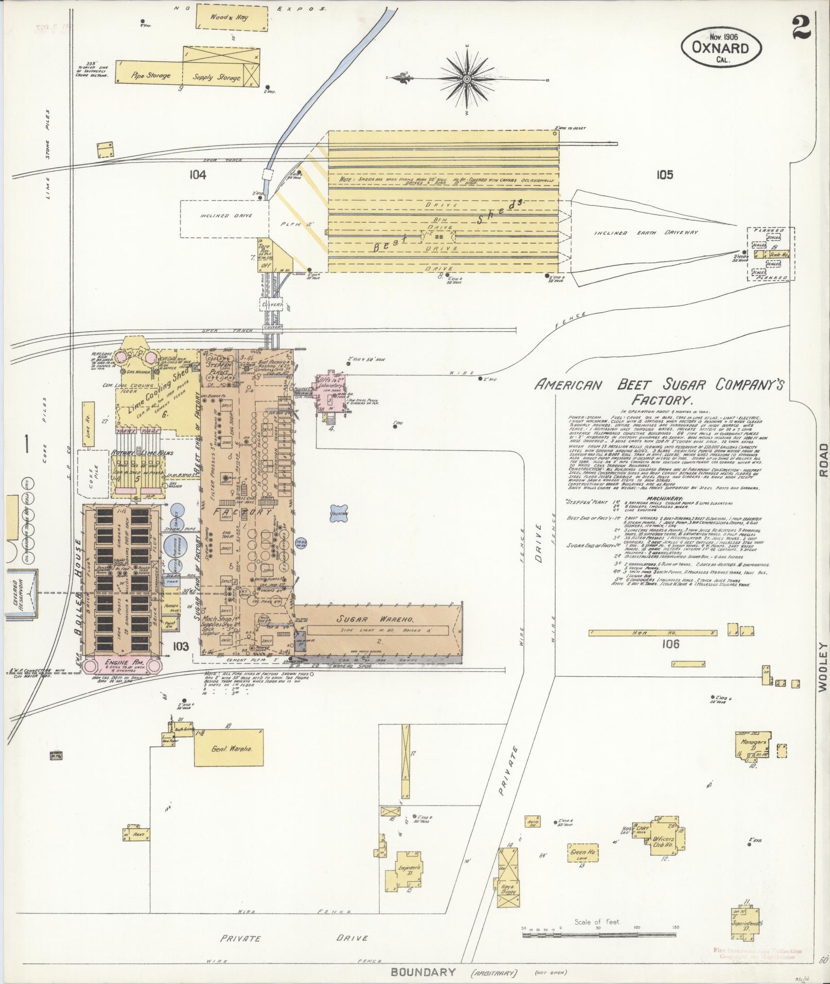 Sanborn Fire Insurance Map from Oxnard, Ventura County, California (1906), Sheet #0002 - Complete Map Set gallery image, historic Sanborn map, vintage wall art, California California