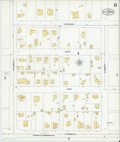 Sanborn Fire Insurance Map from Hillsboro, Hill County, Texas (1900), Sheet #0008 - Historic Sanborn Fire Insurance Map Print, vintage old map wall art, antique decor, genealogy gift, Texas Texas map