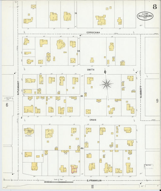 Sanborn Fire Insurance Map from Hillsboro, Hill County, Texas (1900), Sheet #0008 - Historic Sanborn Fire Insurance Map Print, vintage old map wall art, antique decor, genealogy gift, Texas Texas map