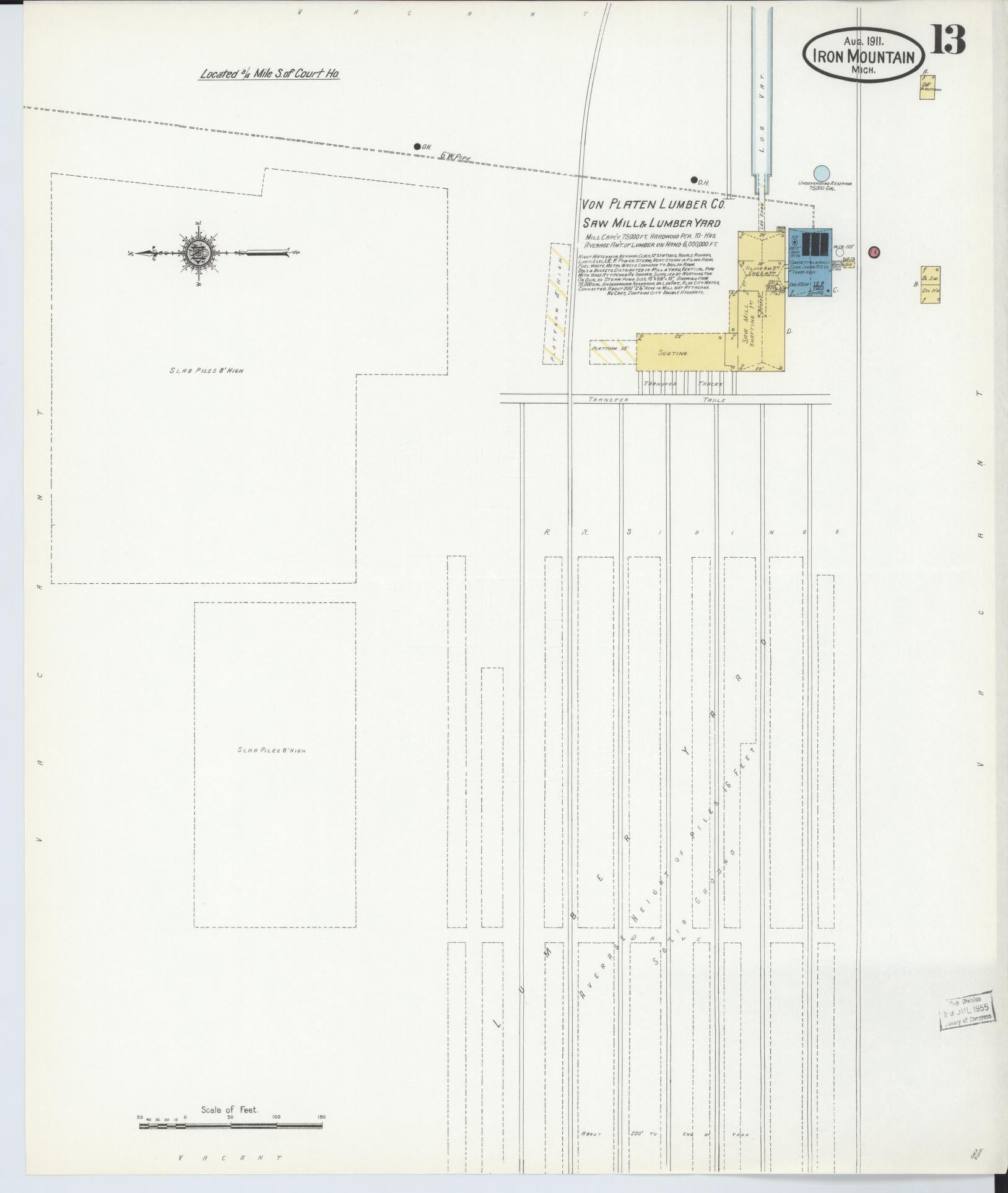 Sanborn Fire Insurance Map from Iron Mountain, Dickinson County, Michigan (1911), Sheet #0013 - Complete Map Set gallery image, historic Sanborn map, vintage wall art, Michigan Michigan