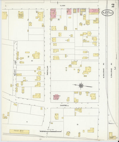 Sanborn Fire Insurance Map from Blackville, Barnwell County, South Carolina (1912), Sheet #0002 - Complete Map Set gallery image, historic Sanborn map, vintage wall art, South Carolina South Carolina