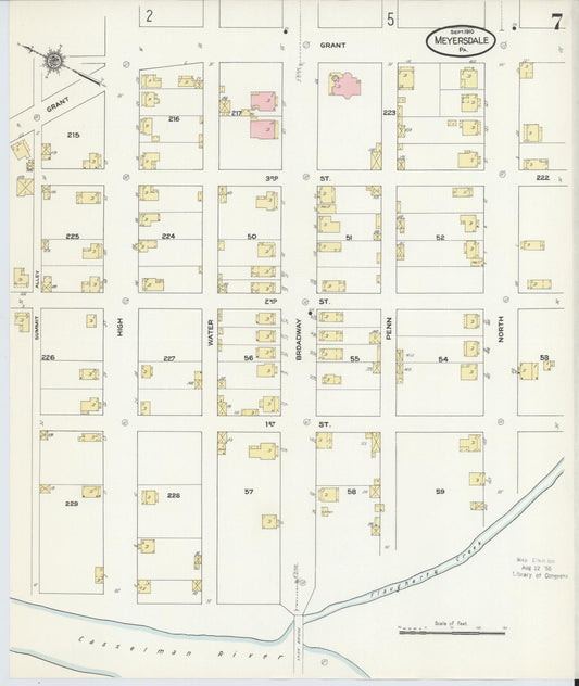 Sanborn Fire Insurance Map from Meyersdale, Somerset County, Pennsylvania (1910), Sheet #0007 - Historic Sanborn Fire Insurance Map Print, vintage old map wall art, antique decor, genealogy gift, Pennsylvania Pennsylvania map