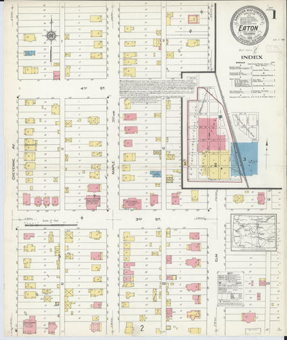 Sanborn Fire Insurance Map from Eaton, Weld County, Colorado (1913), Sheet #0001 - Complete Map Set gallery image, historic Sanborn map, vintage wall art, Colorado Colorado