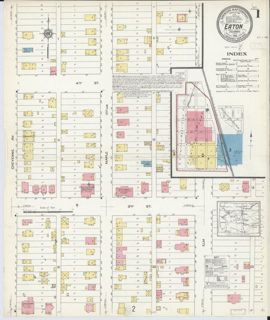 Sanborn Fire Insurance Map from Eaton, Weld County, Colorado (1913), Sheet #0001 - Complete Map Set gallery image, historic Sanborn map, vintage wall art, Colorado Colorado