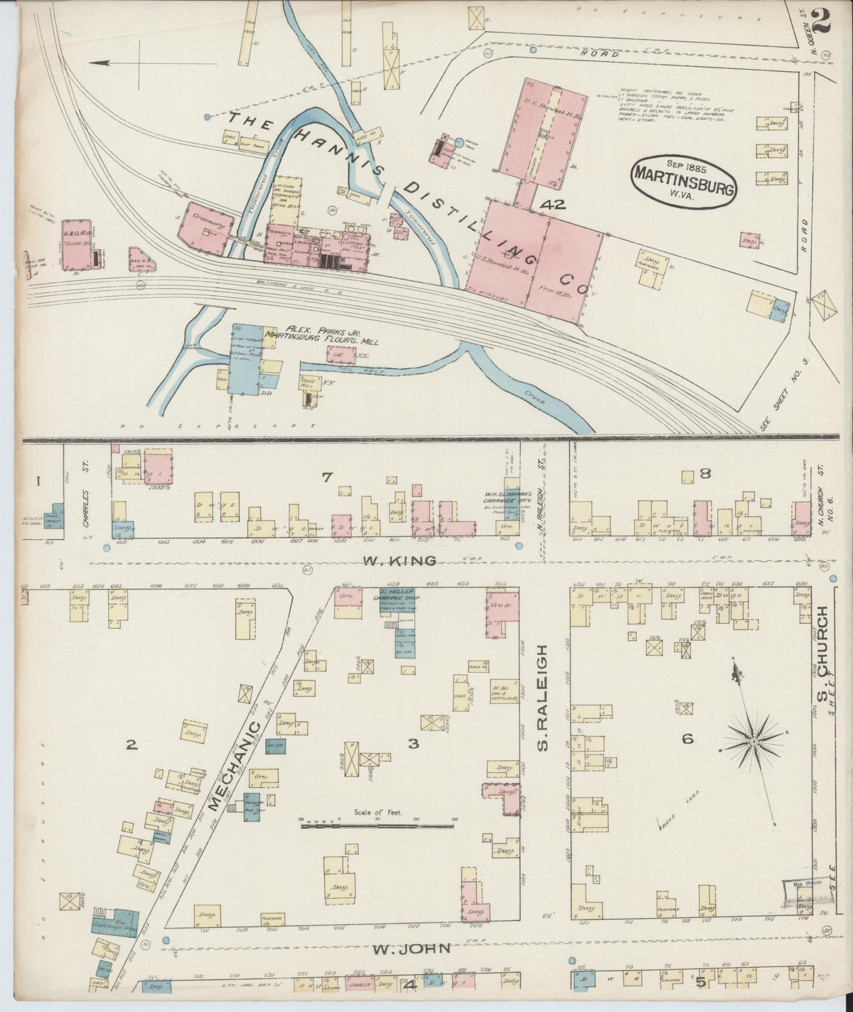 Sanborn Fire Insurance Map from Martinsburg, Berkeley County, West Virginia (1885), Sheet #0002 - Complete Map Set gallery image, historic Sanborn map, vintage wall art, West Virginia West Virginia