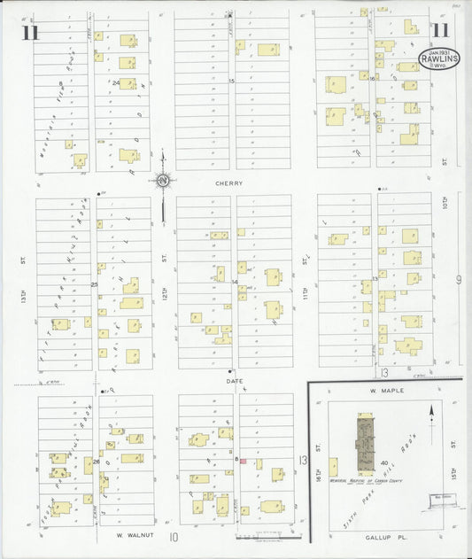 Sanborn Fire Insurance Map from Rawlins, Carbon County, Wyoming (1931), Sheet #0011 - Historic Sanborn Fire Insurance Map Print, vintage old map wall art, antique decor, genealogy gift, Wyoming Wyoming map
