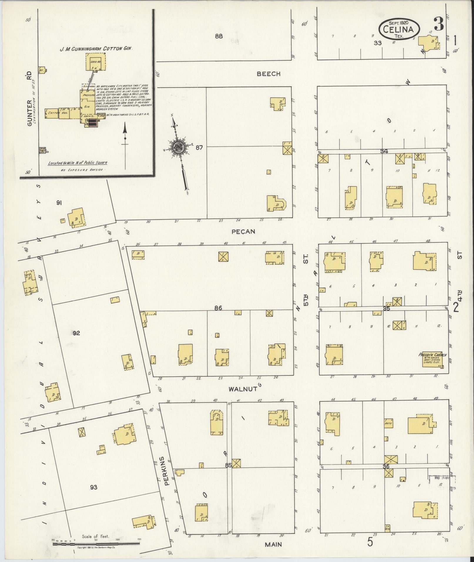 Sanborn Fire Insurance Map from Celina, Collin County, Texas (1920), Sheet #0003 - Complete Map Set gallery image, historic Sanborn map, vintage wall art, Texas Texas