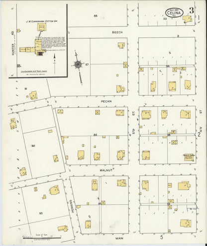 Sanborn Fire Insurance Map from Celina, Collin County, Texas (1920), Sheet #0003 - Complete Map Set gallery image, historic Sanborn map, vintage wall art, Texas Texas