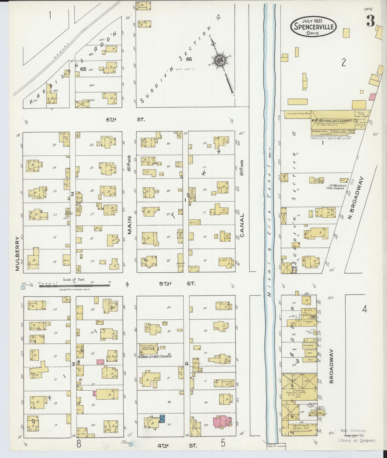 Sanborn Fire Insurance Map from Spencerville, Allen County, Ohio (1921), Sheet #0003 - Complete Map Set gallery image, historic Sanborn map, vintage wall art, Ohio Ohio