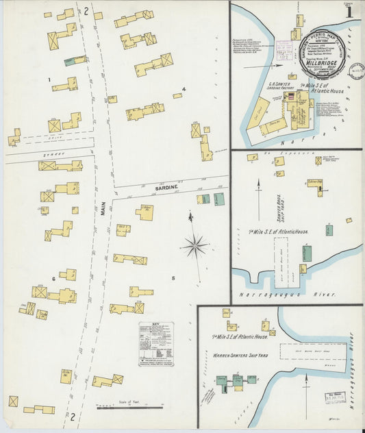 Sanborn Fire Insurance Map from Millbridge, Washington County, Maine (1901), Sheet #0001 - Historic Sanborn Fire Insurance Map Print, vintage old map wall art, antique decor, genealogy gift, Maine Maine map