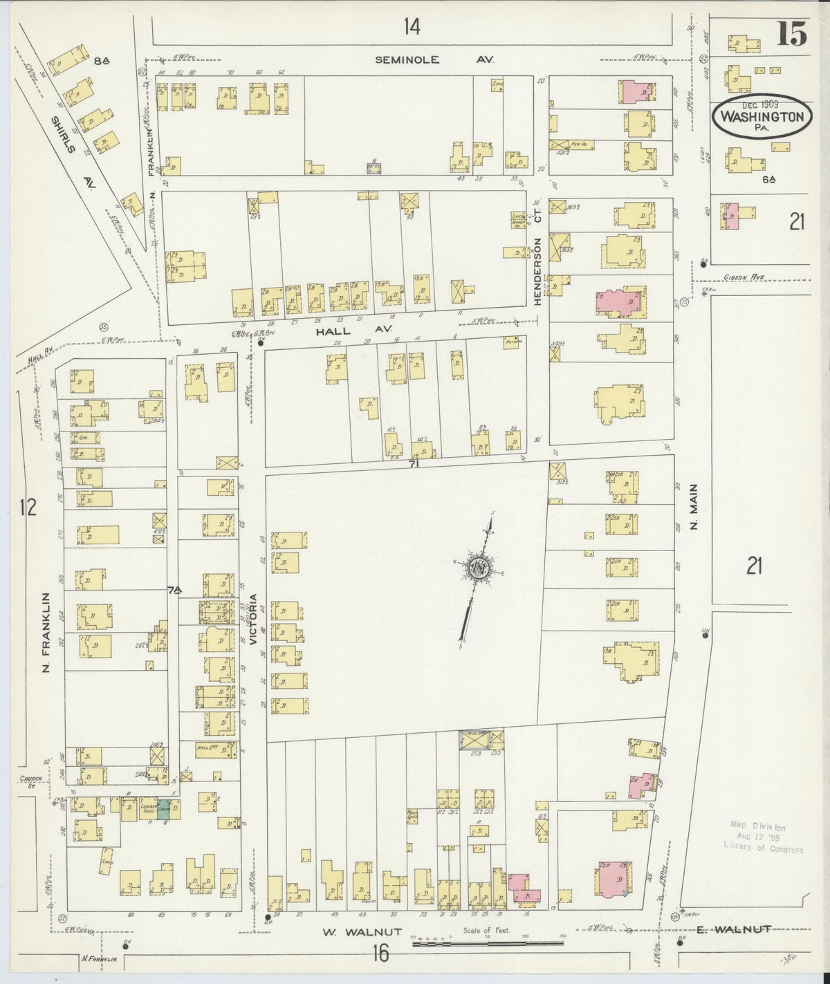 Sanborn Fire Insurance Map from Washington, Washington County, Pennsylvania (1909), Sheet #0015 - Complete Map Set gallery image, historic Sanborn map, vintage wall art, Sanborn Fire Insurance Map from Washington Washington