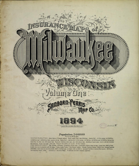 Milwaukee, Milwaukee County, Wisconsin (1894) – Sanborn Fire Insurance Map – Map View
