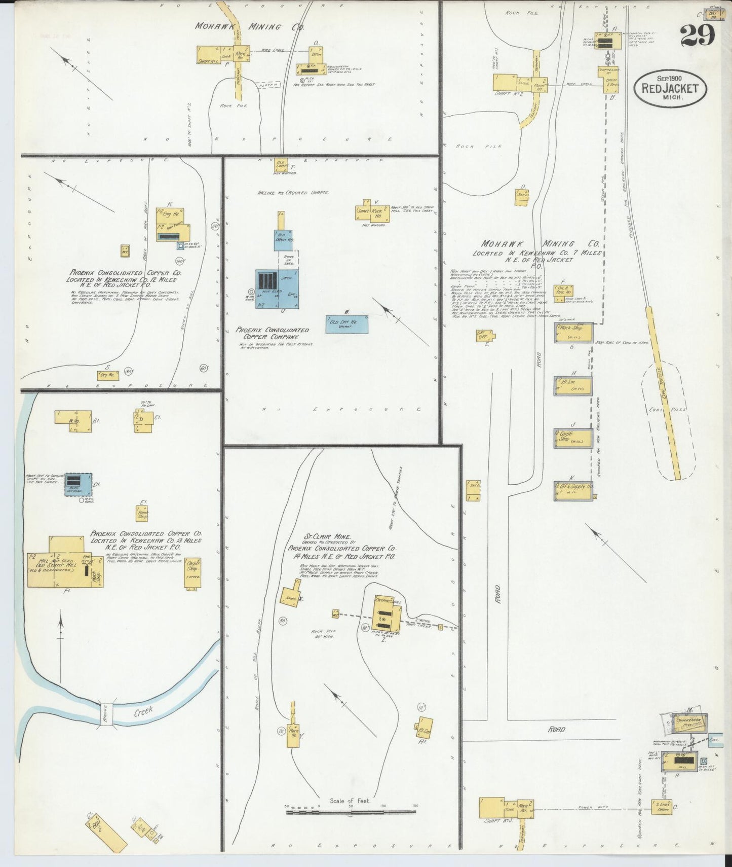 Sanborn Fire Insurance Map from Red Jacket, Houghton County, Michigan (1900), Sheet #0029 - Complete Map Set gallery image, historic Sanborn map, vintage wall art, Michigan Michigan