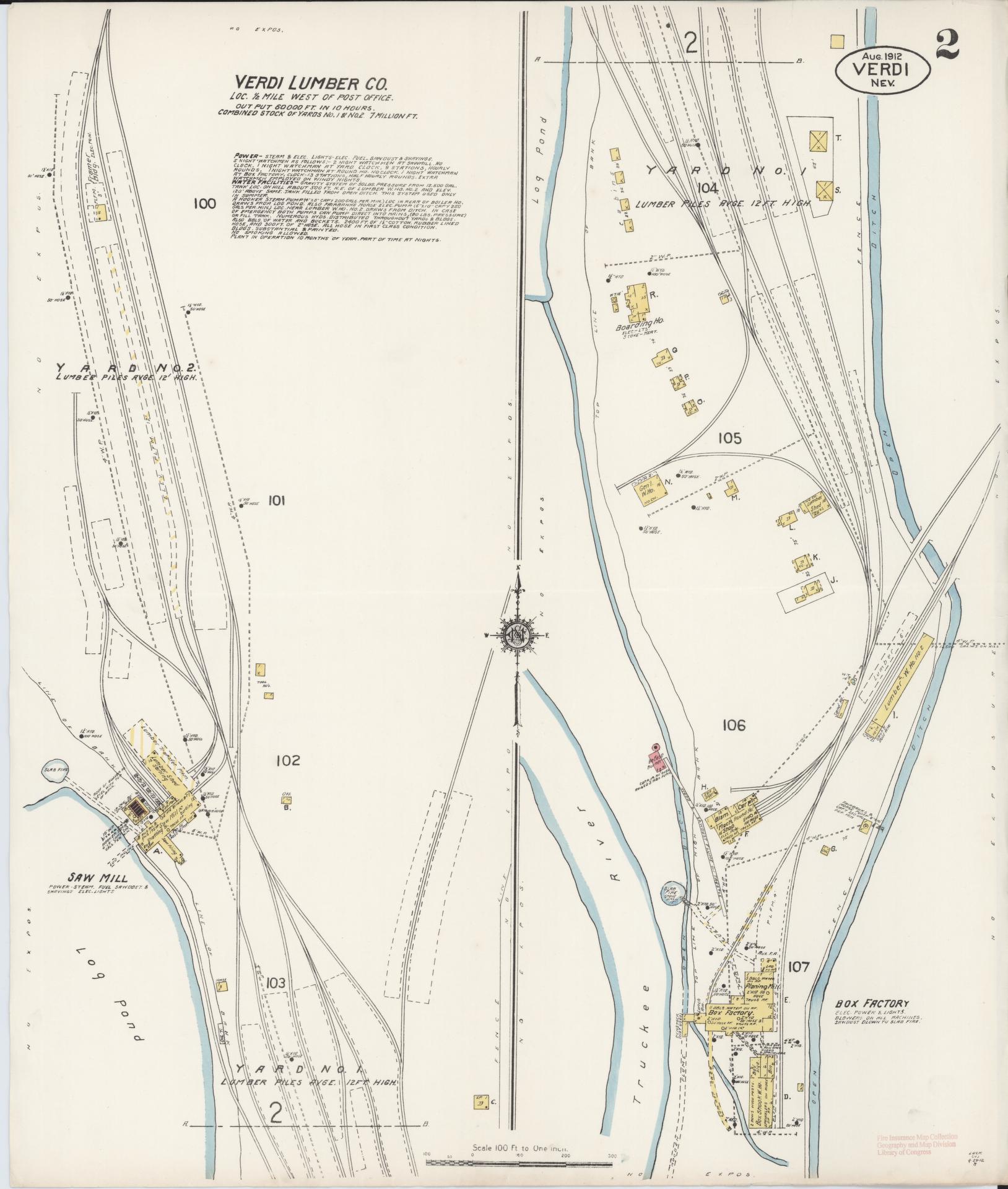 Sanborn Fire Insurance Map from Verdi, Washoe County, Nevada (1912), Sheet #0002 - Complete Map Set gallery image, historic Sanborn map, vintage wall art, Nevada Nevada