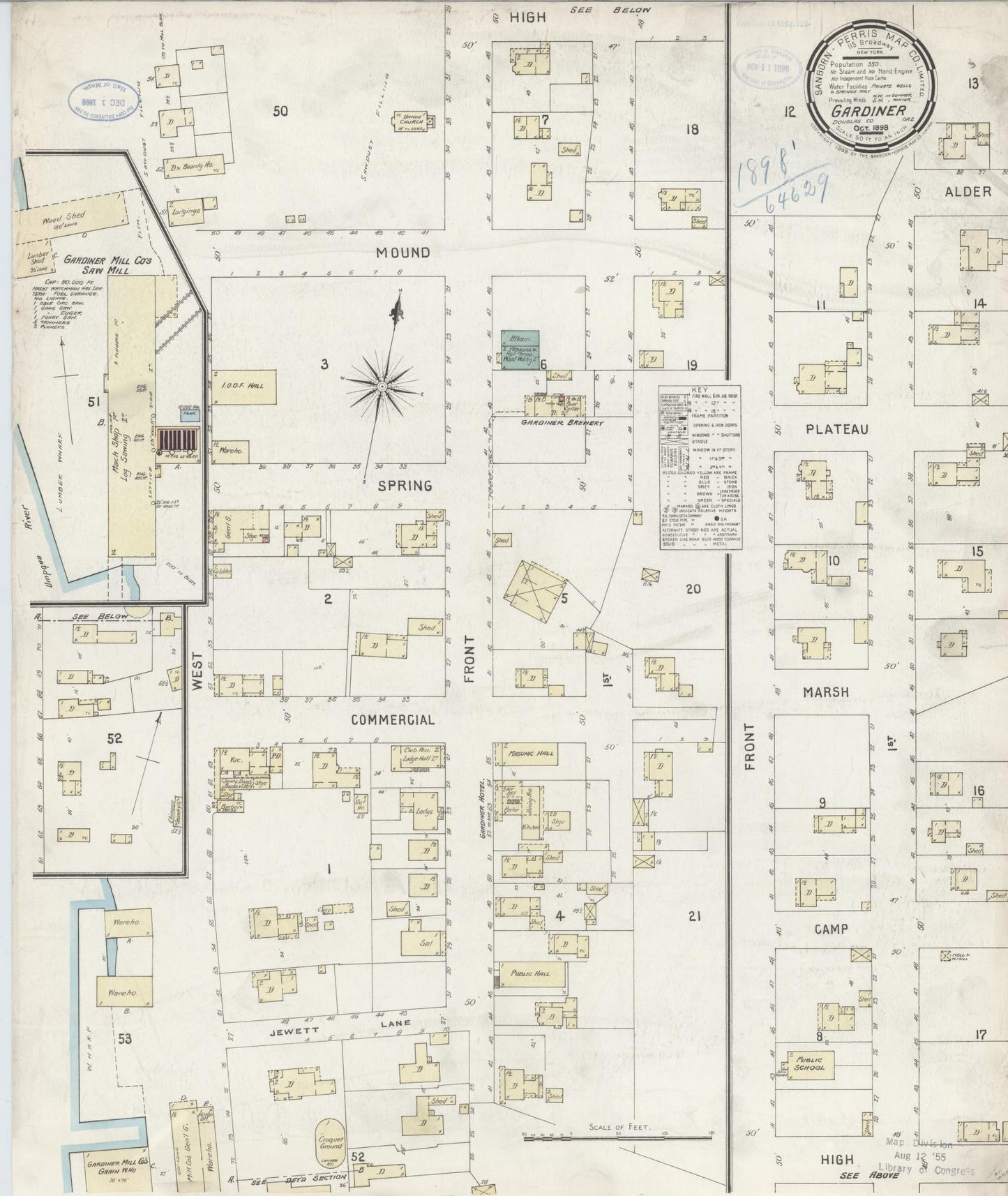 Sanborn Fire Insurance Map from Gardiner, Douglas County, Oregon (1898), Sheet #0001 - Historic Sanborn Fire Insurance Map Print, vintage old map wall art, antique decor, genealogy gift, Oregon Oregon map