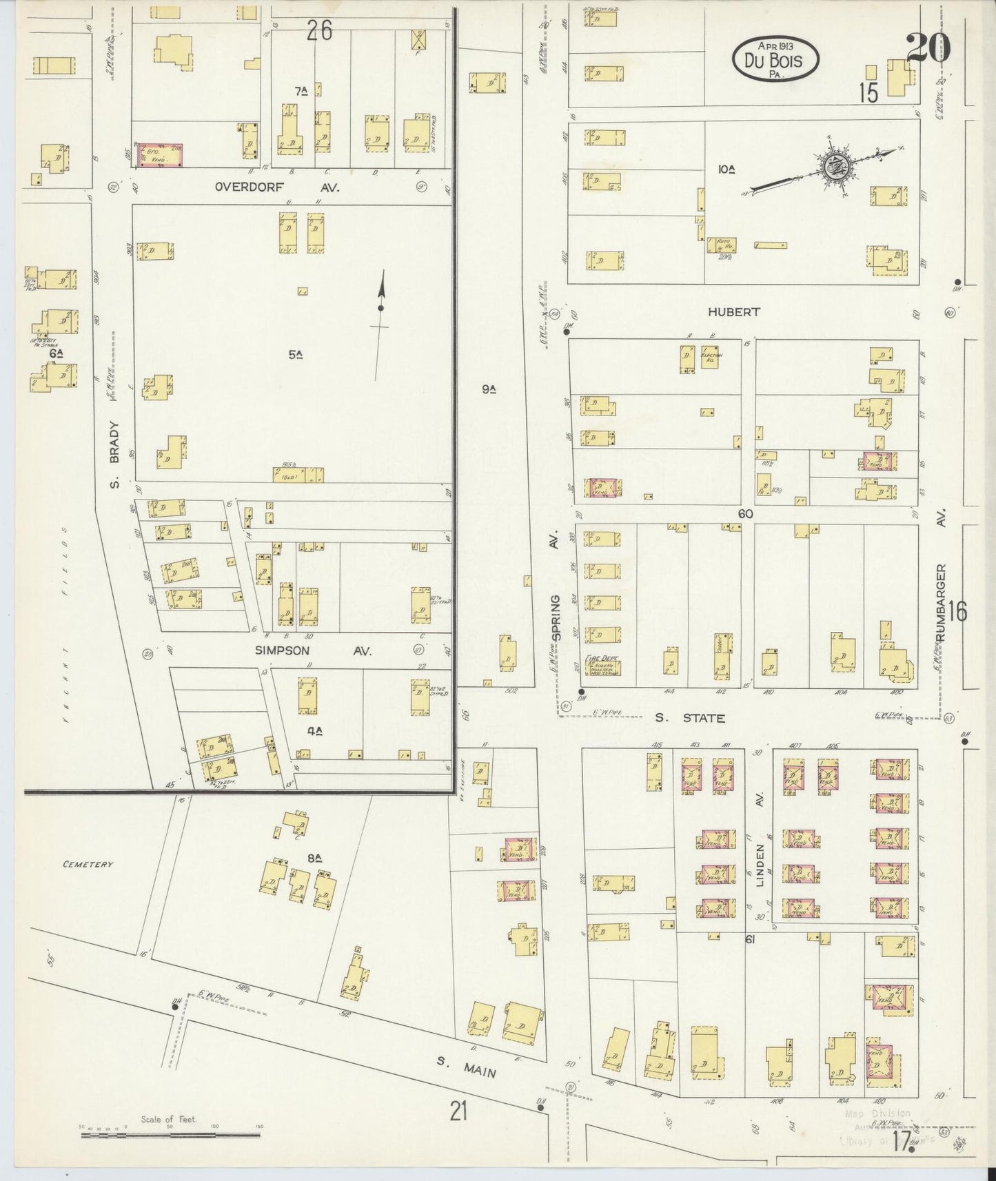 Sanborn Fire Insurance Map from Du Bois, Clearfield County, Pennsylvania (1913), Sheet #0020 - Historic Sanborn Fire Insurance Map Print, vintage old map wall art, antique decor, genealogy gift, Pennsylvania Pennsylvania map