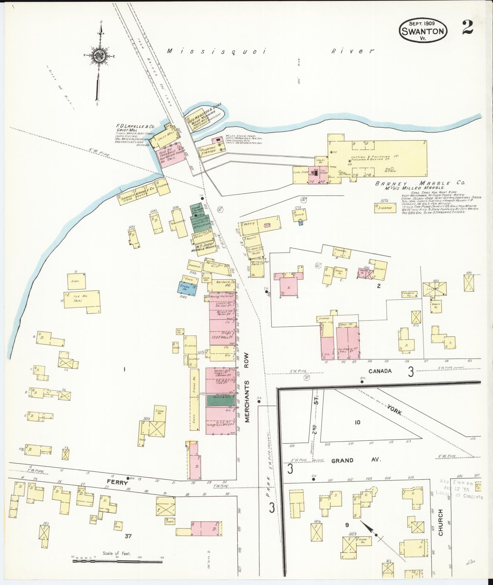 Sanborn Fire Insurance Map from Swanton, Franklin County, Vermont (1909), Sheet #0002 - Complete Map Set gallery image, historic Sanborn map, vintage wall art, Vermont Vermont