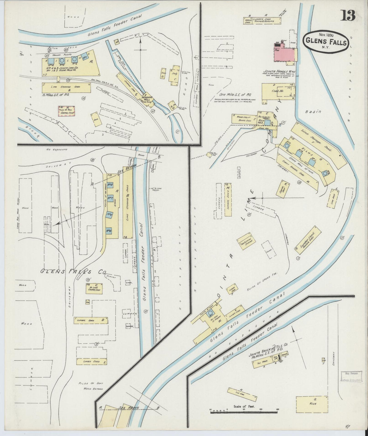 Sanborn Fire Insurance Map from Glens Falls, Warren County, New York (1890), Sheet #0013 - Complete Map Set gallery image, historic Sanborn map, vintage wall art, New York New York