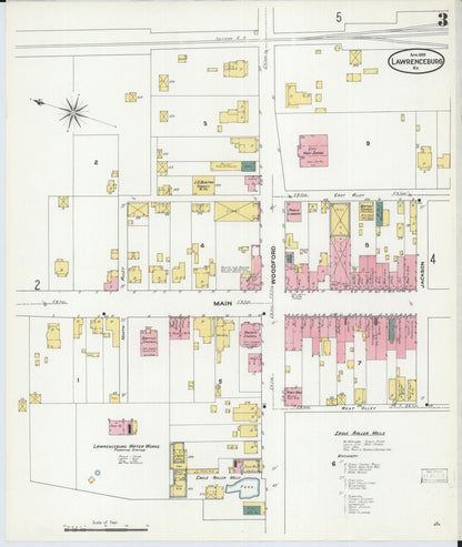 Sanborn Fire Insurance Map from Lawrenceburg, Anderson County, Kentucky (1909), Sheet #0003 - Complete Map Set gallery image, historic Sanborn map, vintage wall art, Kentucky Kentucky