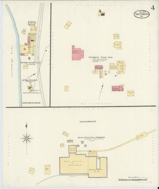Sanborn Fire Insurance Map from Saltsburg, Indiana County, Pennsylvania (1909), Sheet #0004 - Historic Sanborn Fire Insurance Map Print, vintage old map wall art, antique decor, genealogy gift, Saltsburg Indiana map