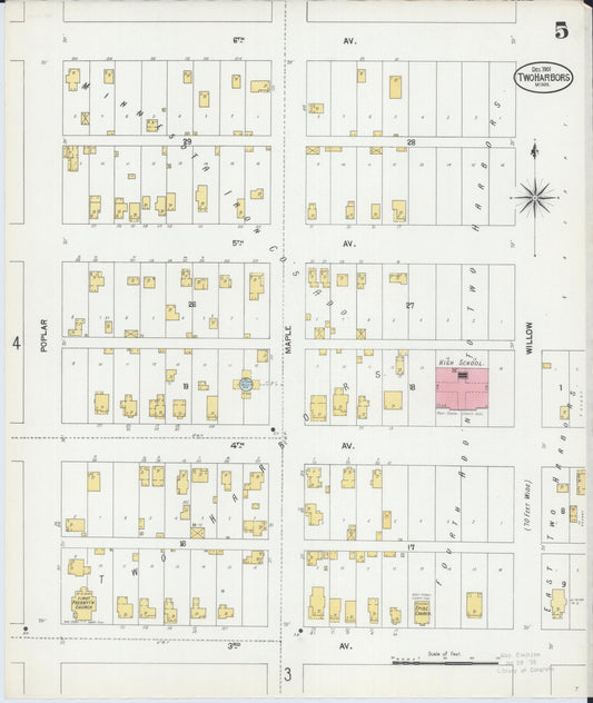 Sanborn Fire Insurance Map from Two Harbors, Lake County, Minnesota (1901), Sheet #0005 - Historic Sanborn Fire Insurance Map Print, vintage old map wall art, antique decor, genealogy gift, Minnesota Minnesota map