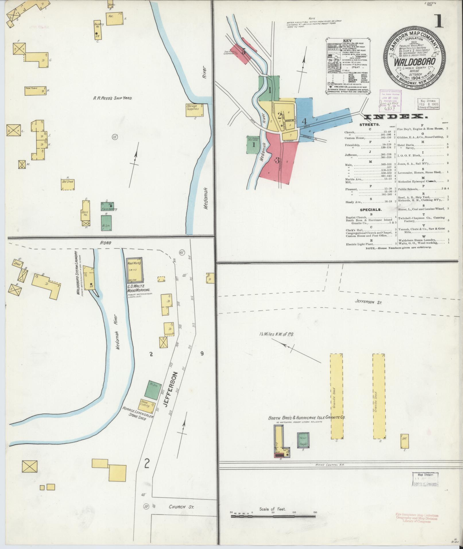 Sanborn Fire Insurance Map from Waldoboro, Lincoln County, Maine. (1904) – Historic Sanborn Fire Insurance Map Print