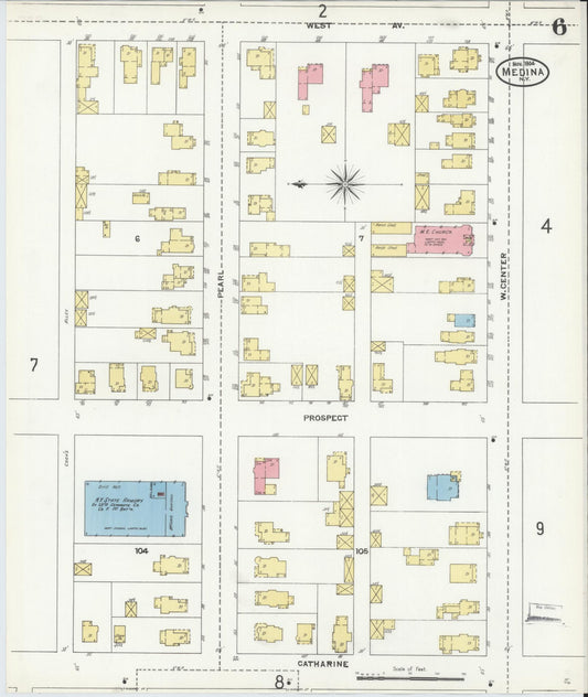 Sanborn Fire Insurance Map from Medina, Orleans County, New York (1904), Sheet #0006 - Historic Sanborn Fire Insurance Map Print, vintage old map wall art, antique decor, genealogy gift, New York New York map