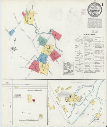 Sanborn Fire Insurance Map from Bridgewater, Plymouth County, Massachusetts (1906), Sheet #0001 - Historic Sanborn Fire Insurance Map Print, vintage old map wall art, antique decor, genealogy gift, Massachusetts Massachusetts map