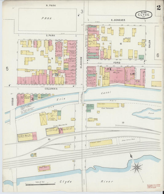 Sanborn Fire Insurance Map from Clyde, Wayne County, New York (1896), Sheet #0002 - Complete Map Set gallery image, historic Sanborn map, vintage wall art, New York New York
