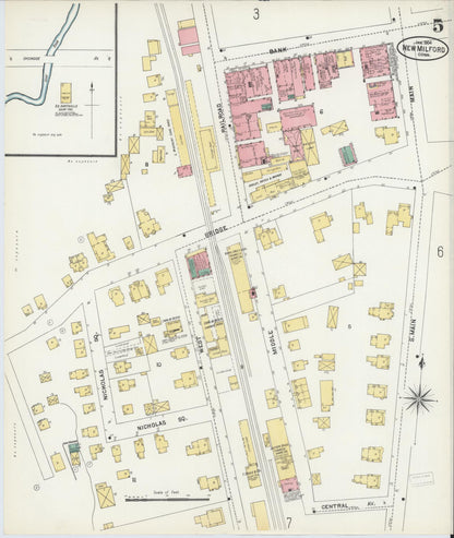 Sanborn Fire Insurance Map from New Milford, Litchfield County, Connecticut (1904), Sheet #0005 - Complete Map Set gallery image, historic Sanborn map, vintage wall art, Connecticut Connecticut