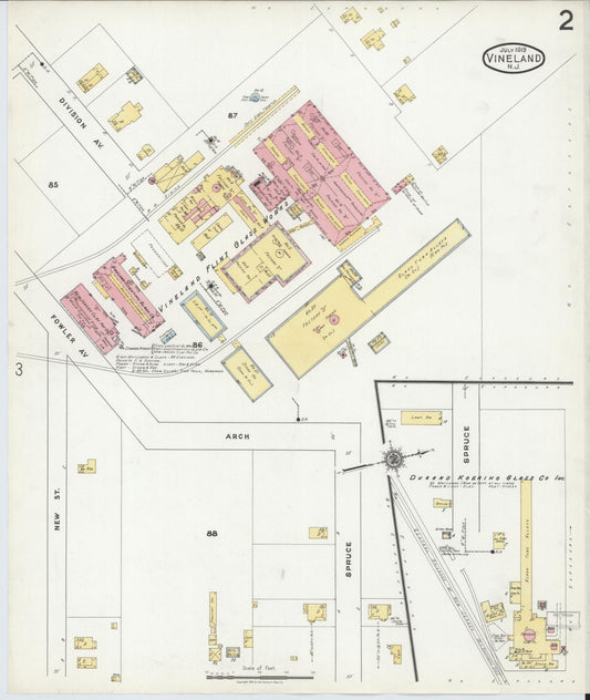 Sanborn Fire Insurance Map from Vineland, Cumberland County, New Jersey (1919), Sheet #0002 - Complete Map Set gallery image, historic Sanborn map, vintage wall art, New Jersey New Jersey