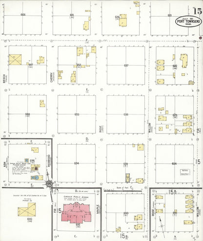 Sanborn Fire Insurance Map from Port Townsend, Jefferson County, Washington (1911), Sheet #0015 - Complete Map Set gallery image, historic Sanborn map, vintage wall art, Washington Washington