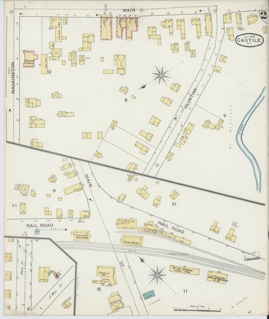 Sanborn Fire Insurance Map from Castile, Wyoming County, New York (1893), Sheet #0002 - Historic Sanborn Fire Insurance Map Print, vintage old map wall art, antique decor, genealogy gift, New York New York map