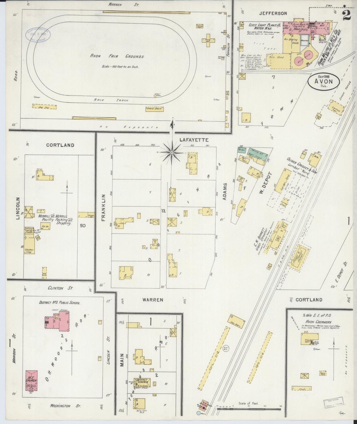 Sanborn Fire Insurance Map from Avon, Fulton County, Illinois (1898), Sheet #0002 - Historic Sanborn Fire Insurance Map Print, vintage old map wall art, antique decor, genealogy gift, Illinois Illinois map