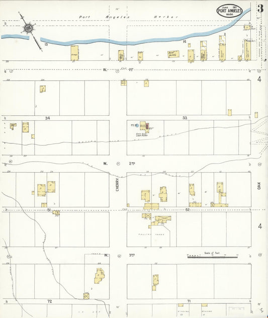 Sanborn Fire Insurance Map from Port Angeles, Clallam County, Washington (1911), Sheet #0003 - Historic Sanborn Fire Insurance Map Print, vintage old map wall art, antique decor, genealogy gift, Washington Washington map