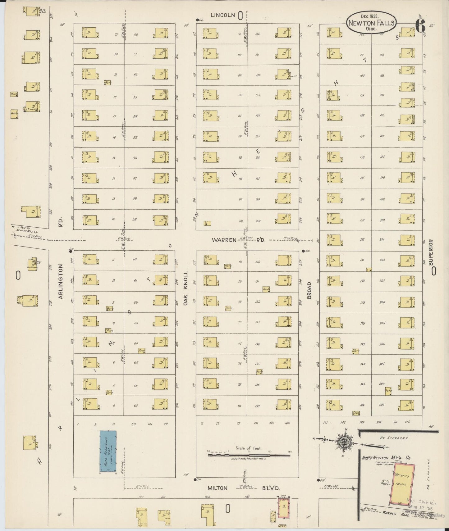 Sanborn Fire Insurance Map from Newton Falls, Trumbull County, Ohio (1922), Sheet #0006 - Complete Map Set gallery image, historic Sanborn map, vintage wall art, Ohio Ohio