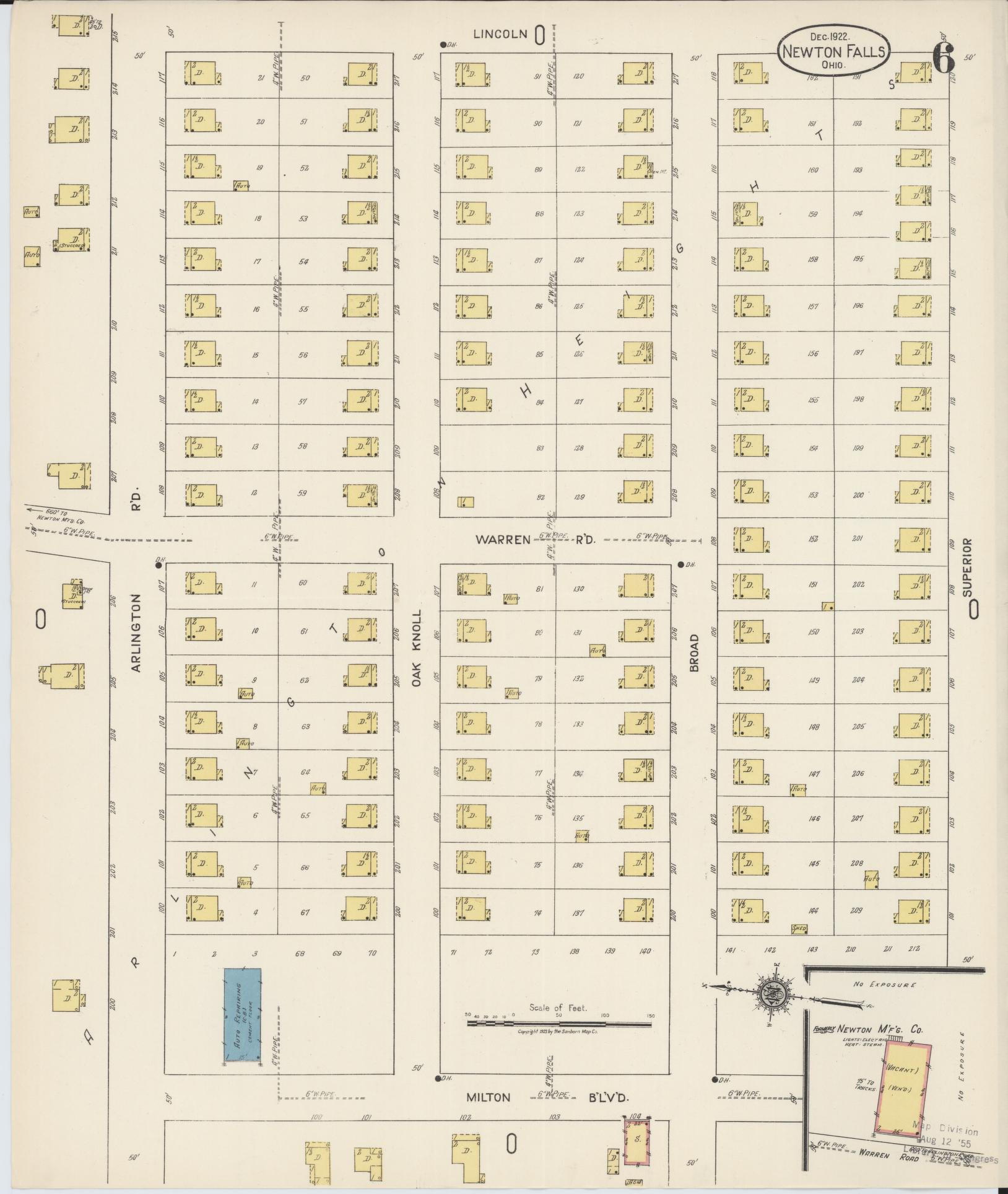 Sanborn Fire Insurance Map from Newton Falls, Trumbull County, Ohio (1922), Sheet #0006 - Complete Map Set gallery image, historic Sanborn map, vintage wall art, Ohio Ohio