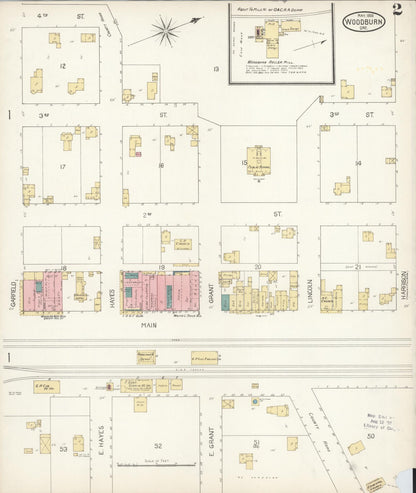 Sanborn Fire Insurance Map from Woodburn, Marion County, Oregon (1900), Sheet #0002 - Complete Map Set gallery image, historic Sanborn map, vintage wall art, Oregon Oregon