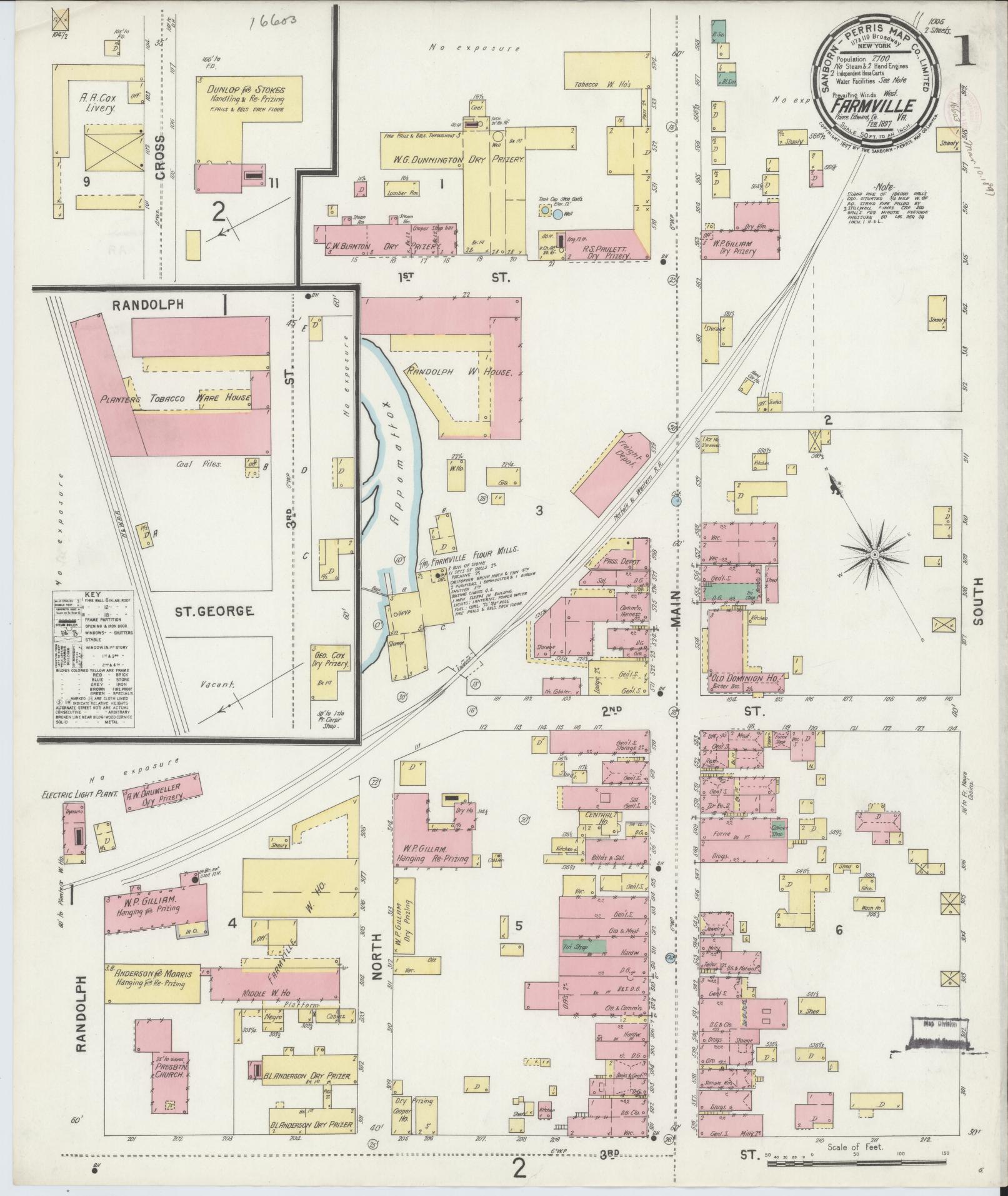 Sanborn Fire Insurance Map from Farmville, Prince Edward County, Virginia. (1897) – Historic Sanborn Fire Insurance Map Print