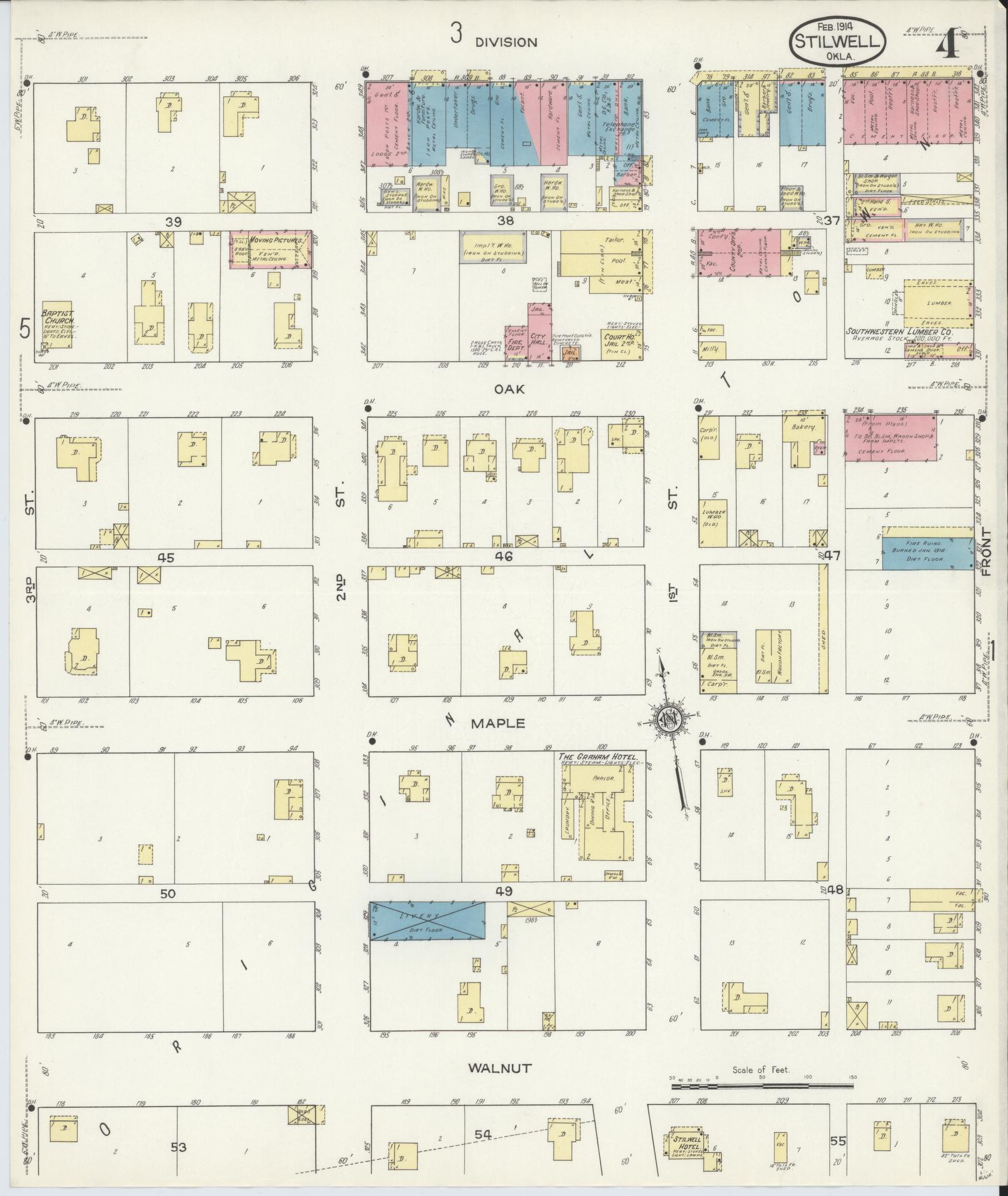 Sanborn Fire Insurance Map from Stillwell, Adair County, Oklahoma (1914), Sheet #0004 - Complete Map Set gallery image, historic Sanborn map, vintage wall art, Oklahoma Oklahoma