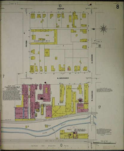 Sanborn Fire Insurance Map from Jackson, Jackson County, Michigan (1907), Sheet #0008 - Complete Map Set gallery image, historic Sanborn map, vintage wall art, Michigan Michigan