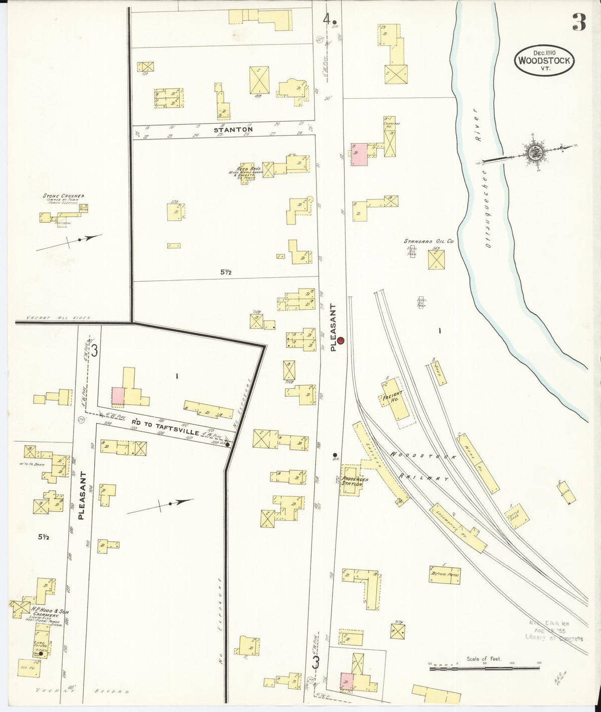 Sanborn Fire Insurance Map from Woodstock, Windsor County, Vermont (1910), Sheet #0003 - Complete Map Set gallery image, historic Sanborn map, vintage wall art, Vermont Vermont