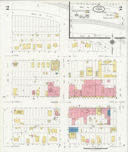 Sanborn Fire Insurance Map from Yukon, Canadian County, Oklahoma (1929), Sheet #0002 - Complete Map Set gallery image, historic Sanborn map, vintage wall art, Oklahoma Oklahoma