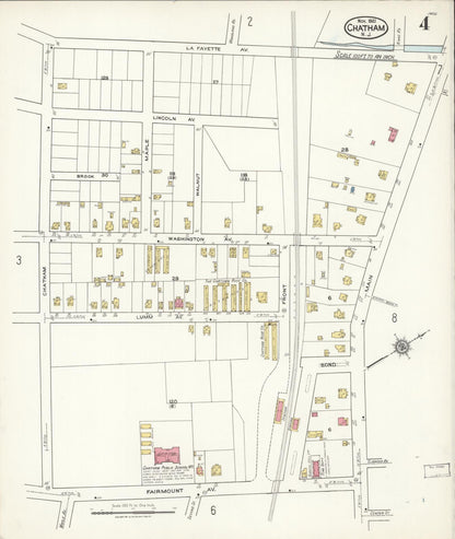 Sanborn Fire Insurance Map from Chatham, Morris County, New Jersey (1921), Sheet #0004 - Historic Sanborn Fire Insurance Map Print, vintage old map wall art, antique decor, genealogy gift, New Jersey New Jersey map